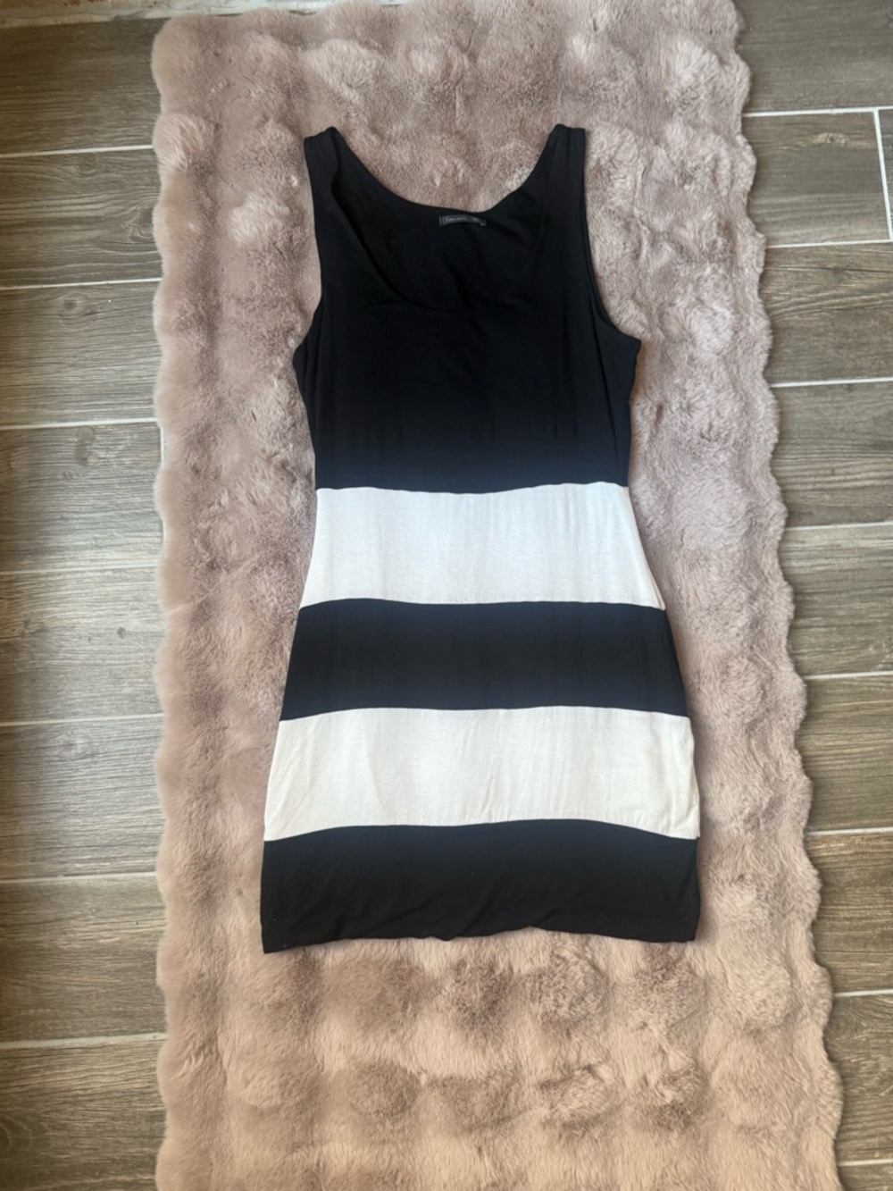 Soprano black and white striped mini dress, M